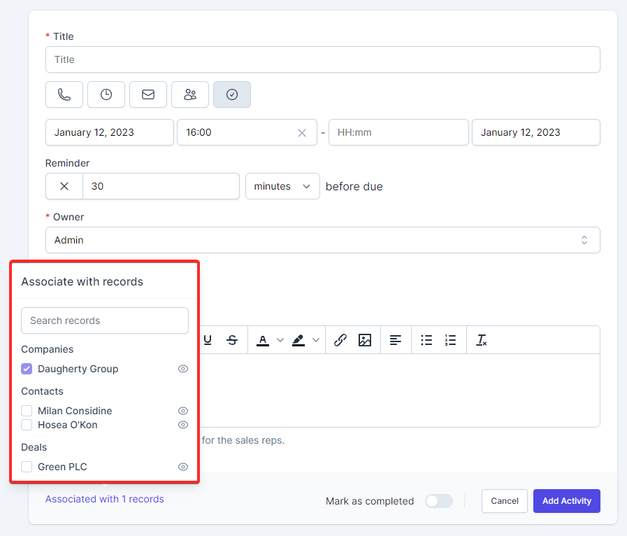 Activity Associations