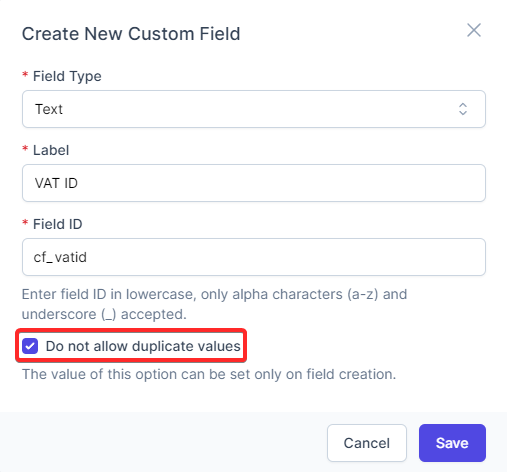 Create Unique Custom Field (CRM)