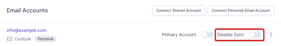 Disable Email Account Synchronization