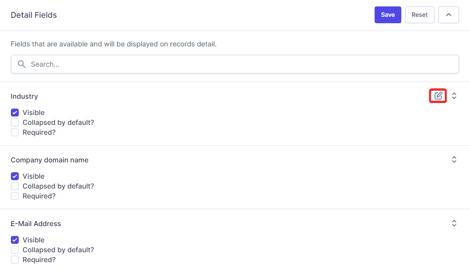 RelateCRM Edit Field
