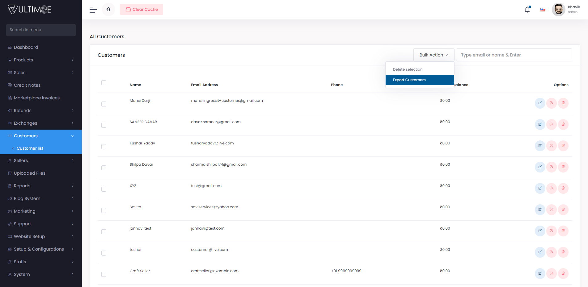Export Customer List