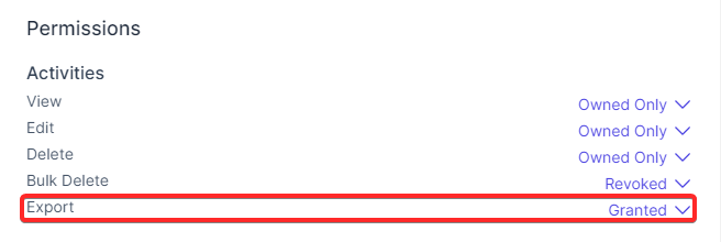 Export Role Permission