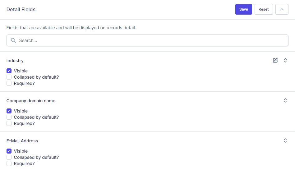 RelateCRM Settings Fields