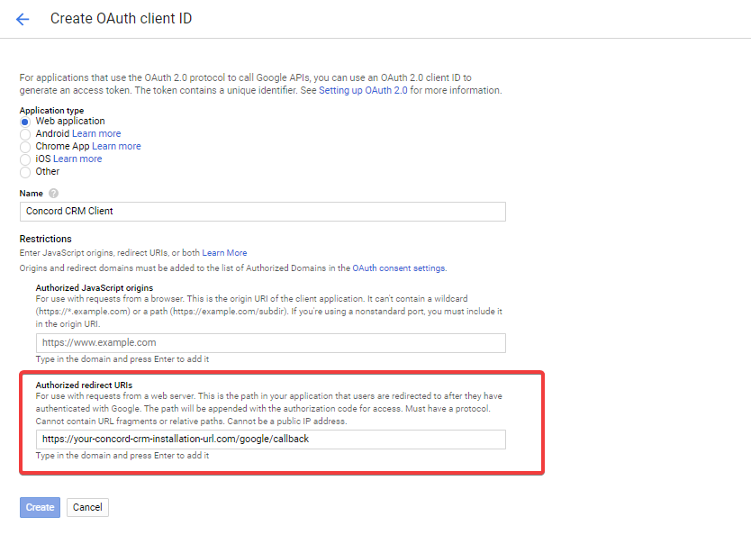Google Console Project Configure OAuth Client ID