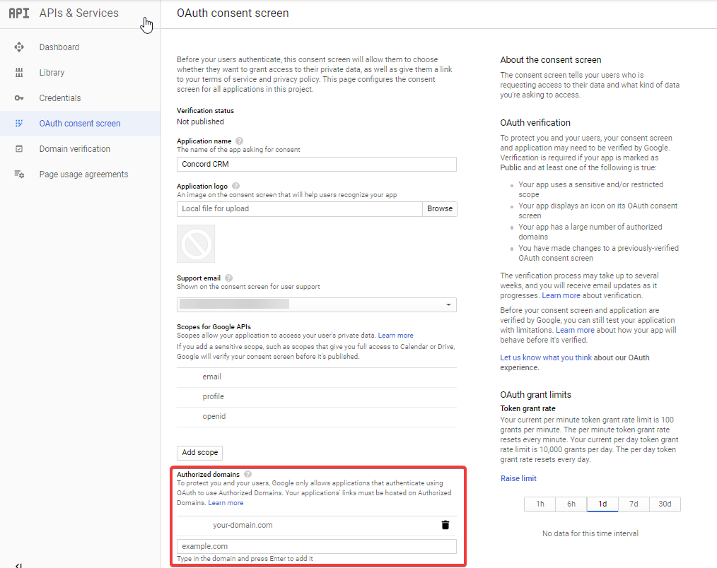 Google Console OAuth Consent Screen