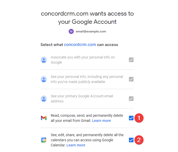 Google OAuth Allow Access