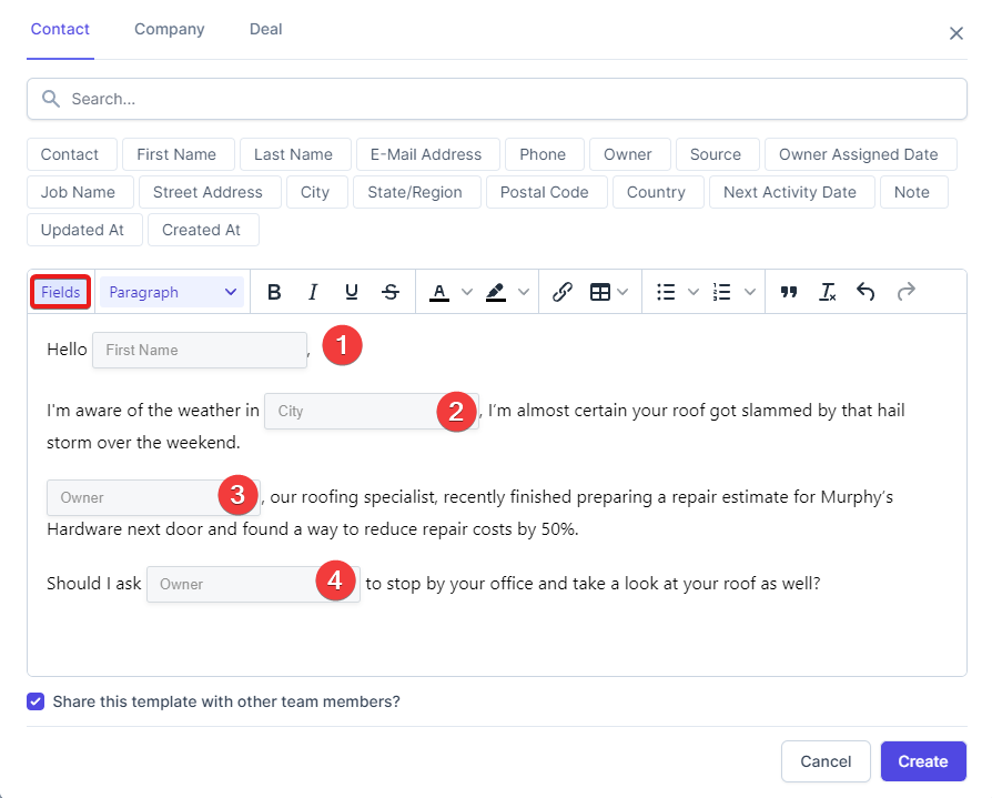 Mail Template with Placeholders
