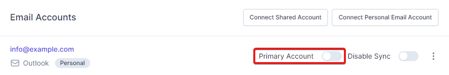 Mark Email Account as Primary