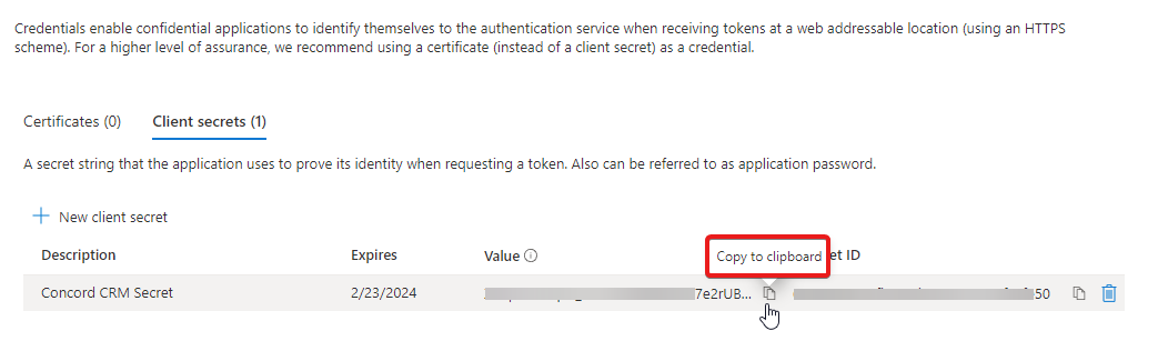 Microsoft Copy Secret Key