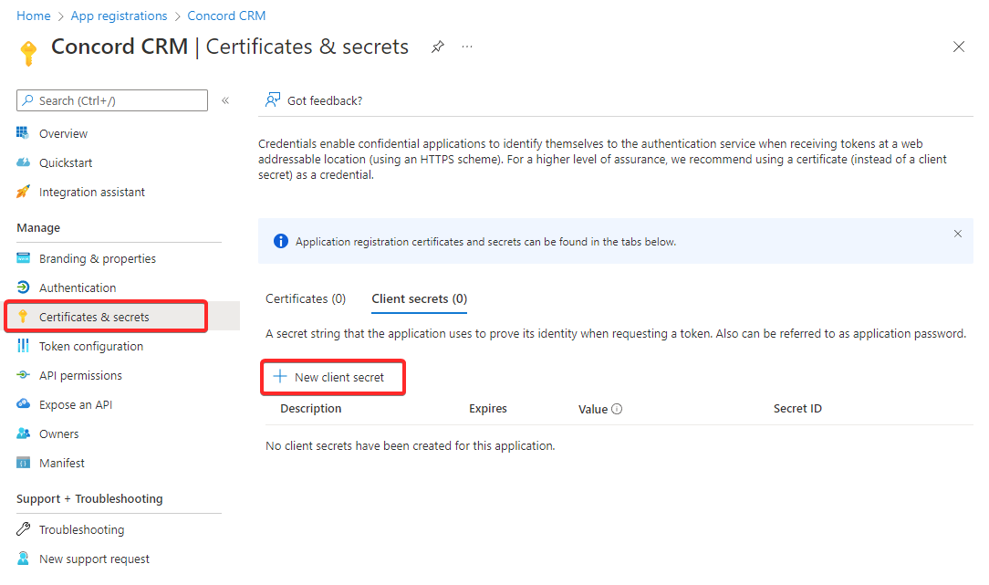 Microsoft Azure Generate Secret Key