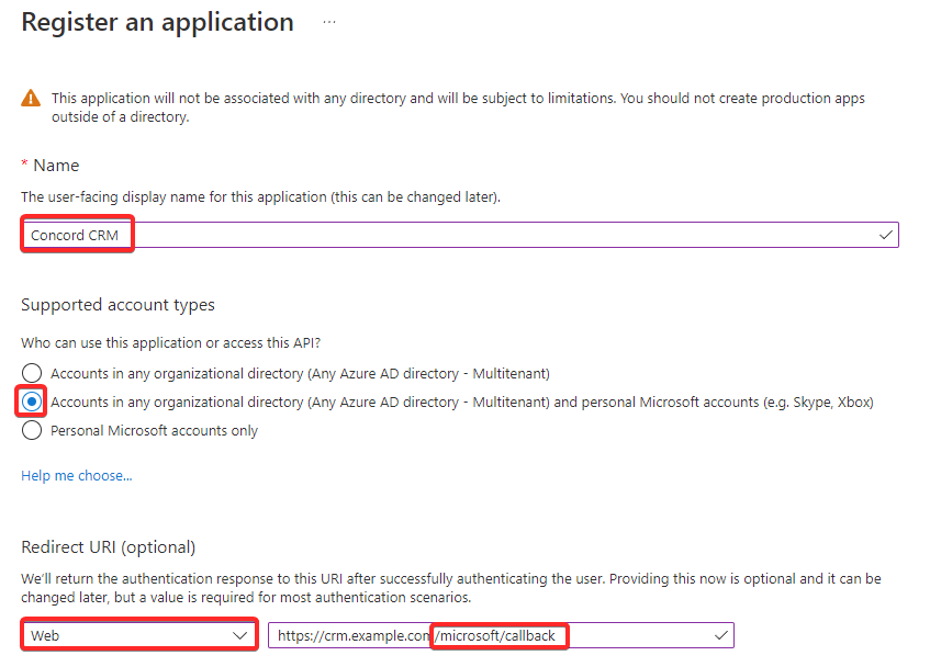Microsoft Azure Register Application