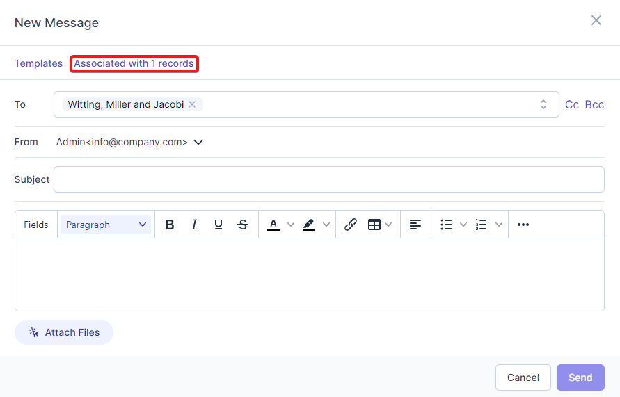 Auto associate email records when selecting contact.
