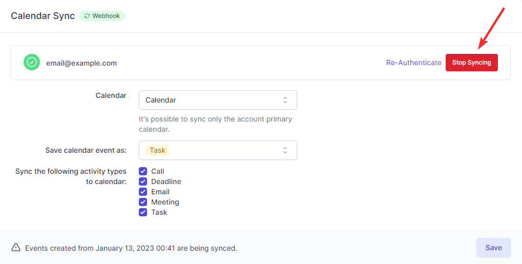 Stop Calendar Synchronization