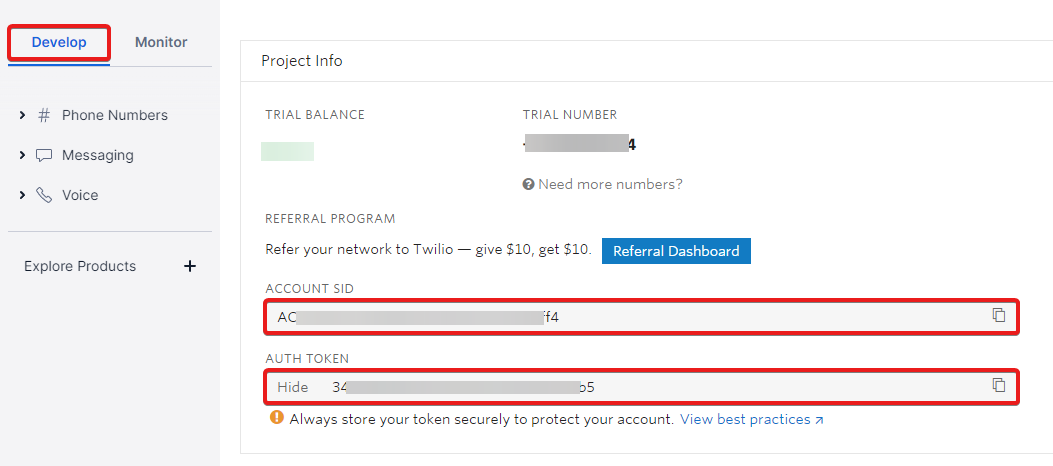 Twilio Account Credentials